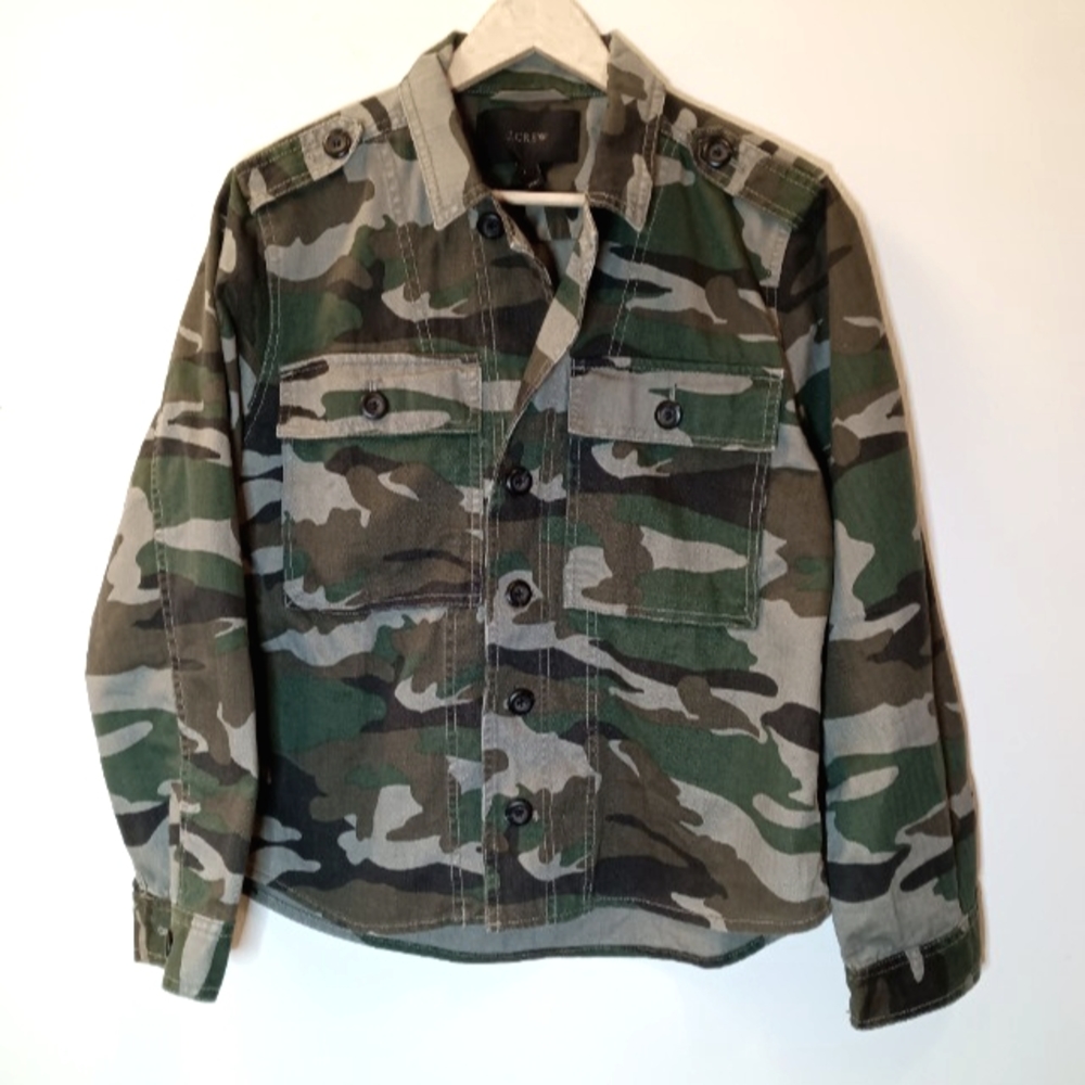 J. Crew Camoflauge Utility Jean-Style Jacket Size Large - Picture 2 of 12